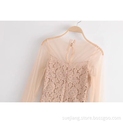 Gauze Transparent Mesh Bottoming Shirt T-shirt Causal Top